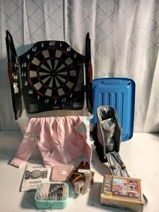 True Getaway Gear 2-Person Bottle Bag, Gray/Black, Zipper Closure, Halex Dart Board Game & More