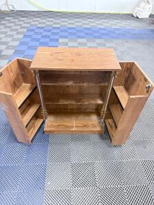 Brown Wooden Cabinet with Double Doors, 5 Shelves, Floor-Standing 30 in x 20 in x 12 in (76 cm x 51 cm x 30 cm)
