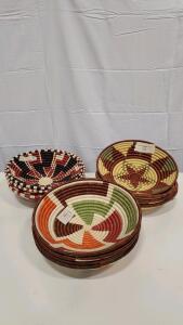 (12) Assorted Woven Wall Hanging Baskets