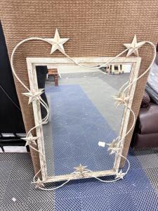 Rectangular Decorative Star Motif Wall Mirror, 36"x24"