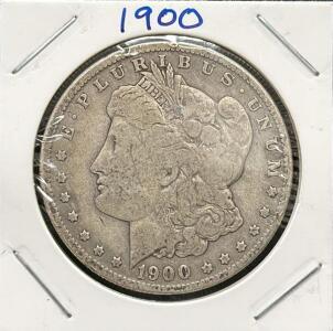 1900 Morgan Dollar, United States Coin, Silver Composition, No Mint Mark