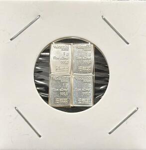 Valcambi Suisse 1 Gram Silver Bars, 999.0 Purity, Set of 4