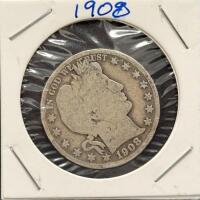 1908 Barber Half Dollar, United States, 90% Silver