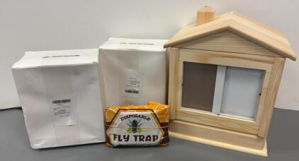 Animal Urn and (2) Boxes of Fly Traps