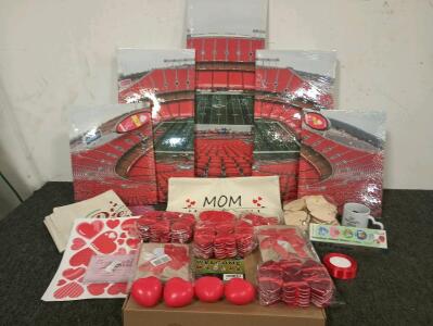 Kansas City Chiefs Stadium 5 Piece Wall Hanging, A Huge Variety Of Valentines Decor, Pillow Covers, Crafts, Stickers And More!