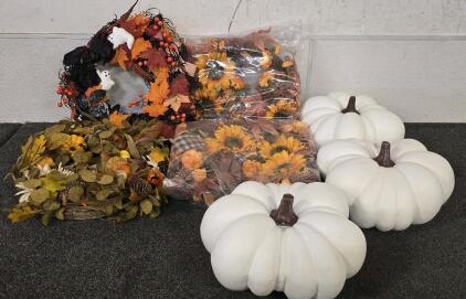 Fall Home Decor- Wreaths And Pumpkins