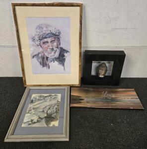 (2) Framed Pictures, & More Home Decor