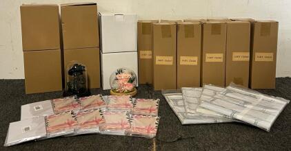Party / Event Goods Including (4) Black Rose Centerpieces, (2) Pink Rose Centerpieces, Colorful Brick Backdrops, RSVPs & (10) Faux Floral Bundles