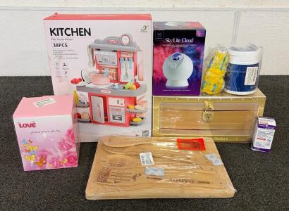 BRAND NEW PRODUCTS!! Including (1) Sky Lite Cloud Smart Nebula Light, (1) Kitchen Play House Kitchen, (1) Mermaid Gift Set, And So Much More!!