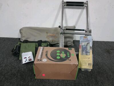 Cabela's 10' x 12' Outfitter Series Tarp, 100' Expandable Garden Hose Like New, Stainless Steel Telescoping Transom Ladder, And More