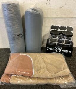 Orthopedic XL Large Dog Bed - Removable Bolster, Dog Food Storage Woth Round Black Plastic Jars