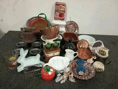 Cookware, Copper Bowl And Small Copper Sauce Pan, (3) Food Saver Containers, Figurines And More!