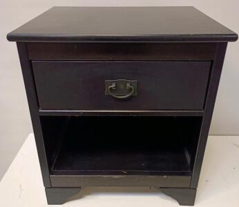 Laura Ashley Henshaw 1 Drawer Side Table in Black Solid Wood. 23"x20"x18"