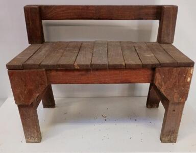 Rustic Folk Art Bench From The 19th Century, Constructed From Manoxylic Wood. 22"Tall 30"Wide 16"Deep
