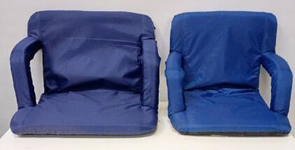 (2) Camco Portable Stadium Seat in Blue. One Large & One XL