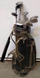 Set Of Golf Clubs And Golf Bag, Mixture of Top-Flight, Dunlop & Spalding Irons And Woods.