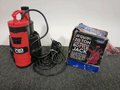 Stark 20 Ton Low Profile Bottle Jack, Pro Stormer 1HP Submersible Pump