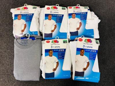 (6) Packs Of Fruit Of The Loom V-Neck Shirts (Gray and White)
