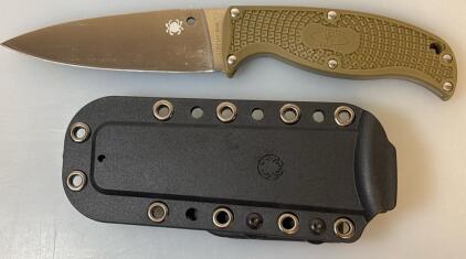 Brown Spydence Fixed Blade W/ Sheath
