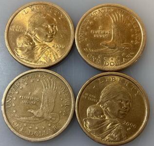(4) Sacajawea Dollar Coins 2000&rsquo;s