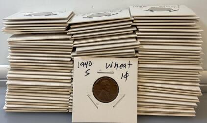 (100) Wheat One Cent Pennies 40&rsquo;s-50&rsquo;s