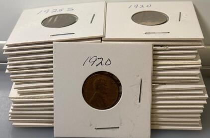 (40) Wheat One Cent Pennies 1920-1959