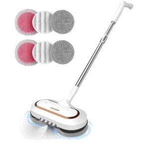 New Electric Mop, AlfaBot S2 Cordless Spin Mop for Floor Cleaning, with LED Headlight and Sprayer/400ML Big Tank/60 Mins Runtime, Lightweight Floor Scrubber for Hardwood Floors, Tile, Laminate