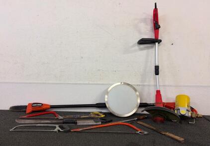 (1) Hyper Tough String Trimmer, (1) Black + Decker Electric Pole Saw, (1) Knife Sharpener, And So Much More!!