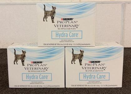 BRAND NEW PRODUCTS!! (3) Purina Pro Plan Veterinary Supplements Hydra Care For Cats