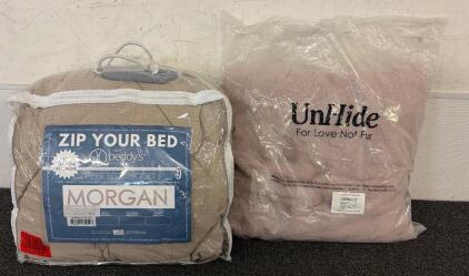 BRAND NEW PRODUCTS!! (1) Reddys Twin All In One Zippered Bed Set And (1) UnHide Squish Faux Fur Pillow!!