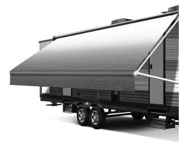 RV Awning Fabric Replacement, 18.5oz Heavy-Duty Weatherproof Vinyl Camper Awning Replacement Universal Outdoor Canopy for RV, Motorhome, Trailer Awnings (Black Fade, 17'(Fabric 16'2"))