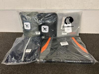 2-Pack Portable Travel Blanket/ Pillows, Canway Travel Duffle Bag (Heron Gray), Mens 2-Piece Tracksuit Full Zip (XL), and Floor Mat Set (Orange and Black)