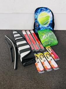 Black and White Windshield Shade, Motocraft Flat Wiper Blades, Backpacks, and (4) Flexible Lighters