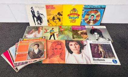 Collection Of Vintage Vinyl Records Including: Elvis, Diana Ross, Fleetwood Mac, Steppenwolf, Bee Gees and Mire