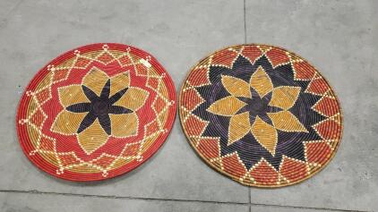 Decorative Woven Basketry Placemats, Multicolor, 29 Inch Diameter