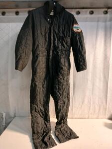Vintage Power House Black Quilted Puffer Snowmobile Suit Hooded