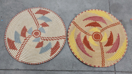 Handcrafted Woven Basket Wall Decor, 15" Diameter, Multi-Color