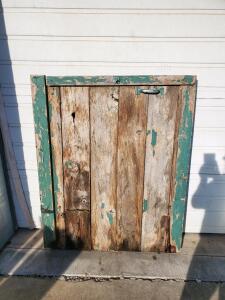 Vintage Barn Doors, Red and Green, Wooden, Cross-Brace Design