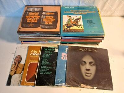 (50) Assorted Vinyl Records Including Billie Joel, Patsy Cline And More