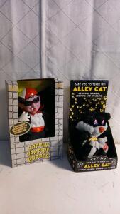 Alley Cat & Rappin' Vampire Bopper Animated Halloween Toys, 1997, Battery Operated