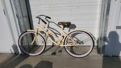 Huffy Cranbrook Cruiser Bicycle, Cream with Pink, 26" Wheels, Single Speed