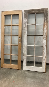 Pair Of Vintage (10) Pane Wooden Doors