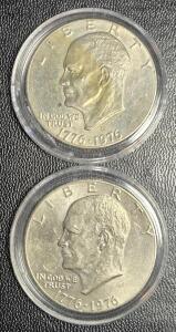 (2) 1976 Bicentennial US Eisenhower Dollar Coins