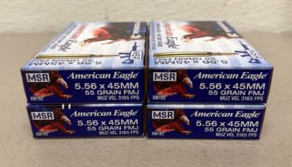 (80) Rounds Of Federal American Eagle 5.56x45mm 55 Grain FMJ 3165 FPS Rifle Ammunition