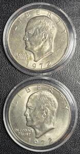 (2) 1972 US Eisenhower Dollar Coins