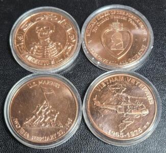 (4) .999 Fine Copper Commemorative Coins