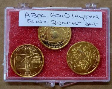 (3pc) Gold Layered State Quarter Set