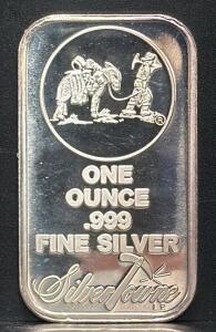 SilverTowne 1 Ounce .999 Fine Silver Bullion Bar, Camel & Prospector Design