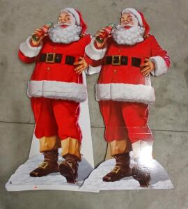 (2) Vintage Coca-Cola Santa Claus 69" Cardboard Standup