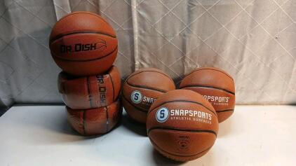(3) Dr.Dish Size 7 Indoor Basketballs (3) Baden Snapshots Size 7 Indoor Basketballs